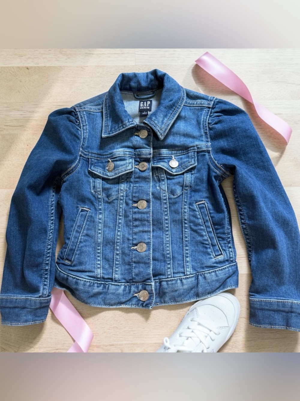 GAP Kids Denim Jacket Size Small Blue Jean Jacket Girls Classic Button Front
